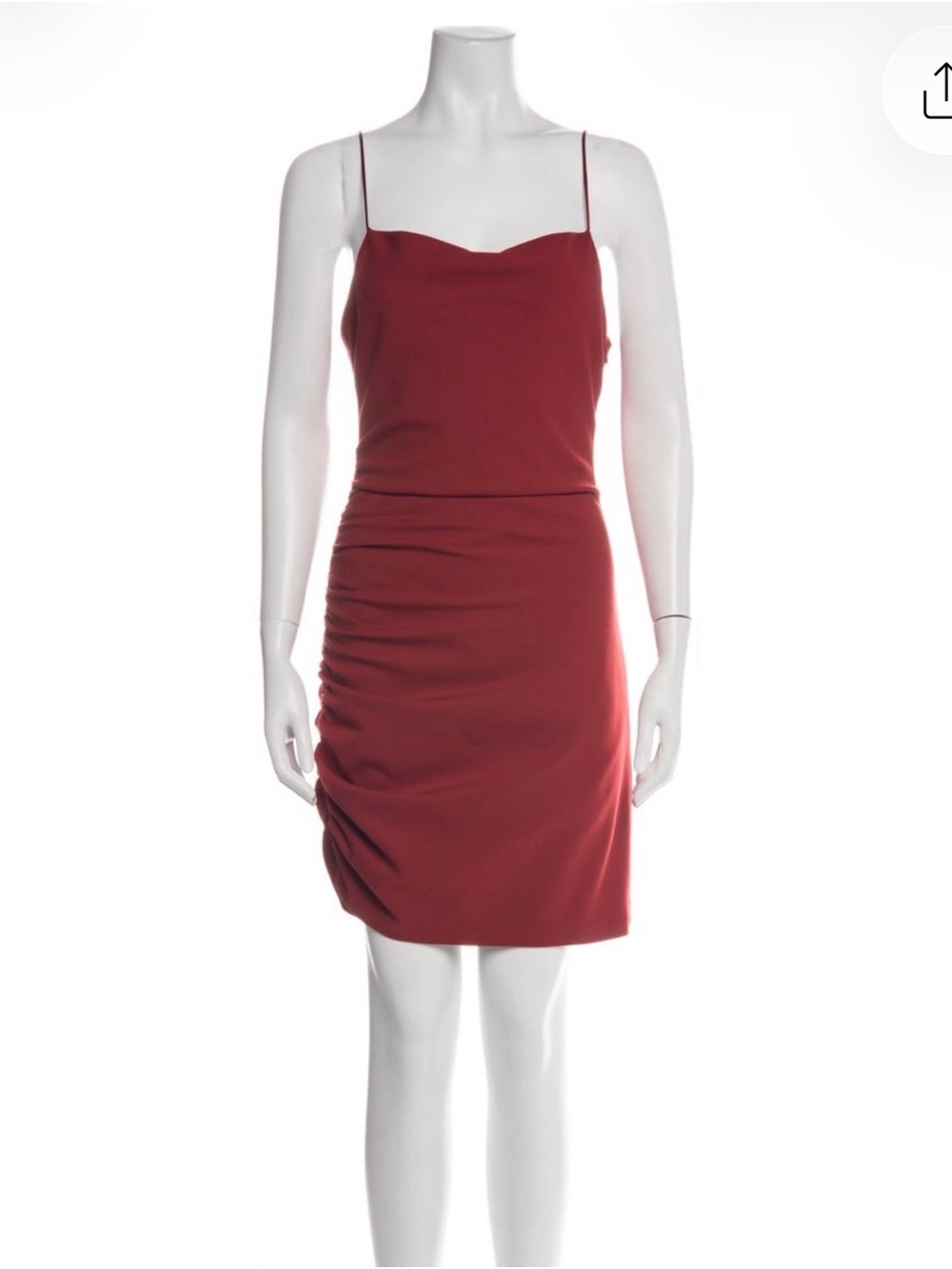 cinq a sept Burgundy Spaghetti-Strap Ruched Mini Dress